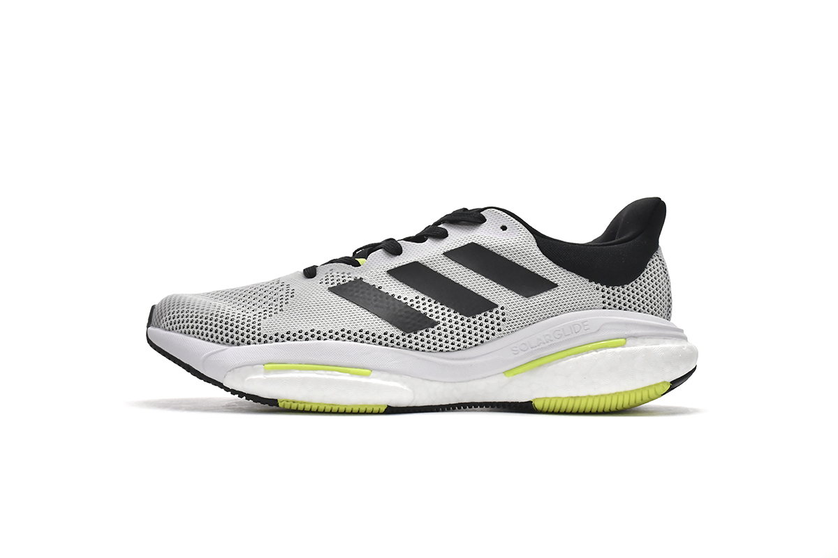 阿迪达斯Solar Glide 5真爆米花跑鞋 白黑-9 adidas Solar Glide 5 White Pulse Lime