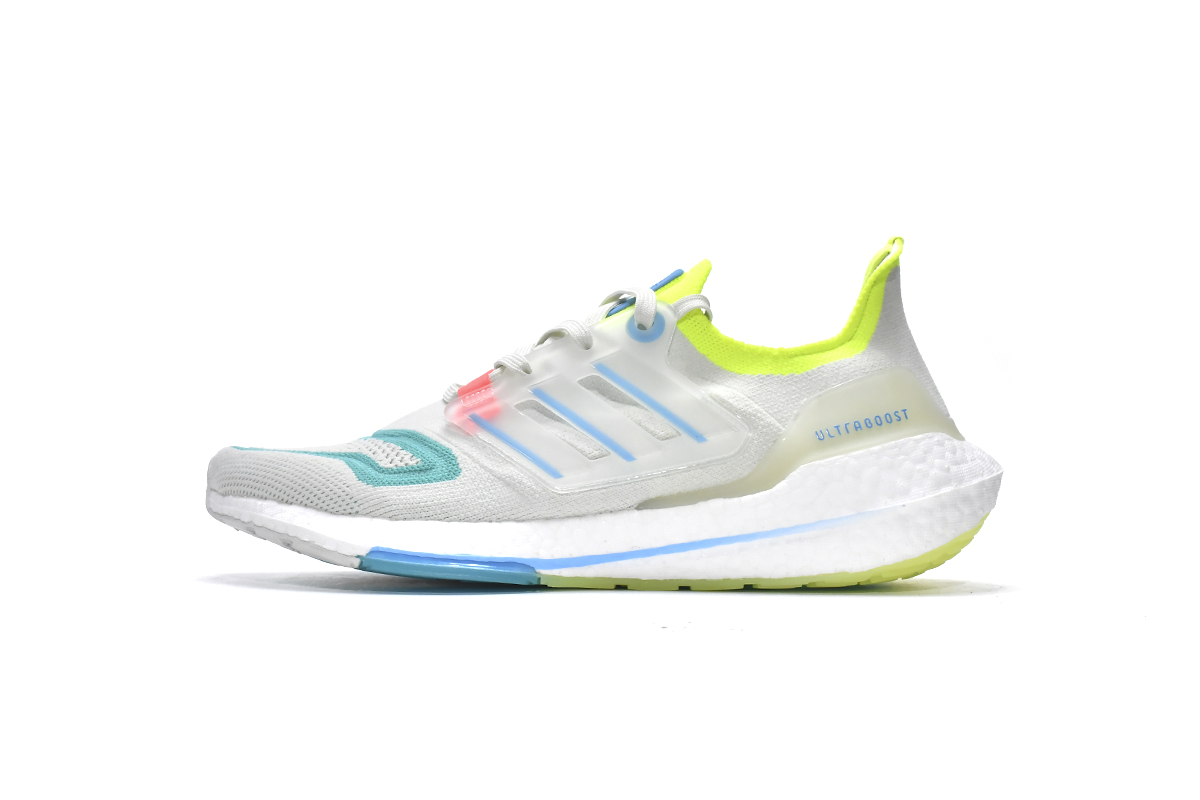 阿迪达斯UB8.0真爆米花跑鞋 灰蓝黄-24 adidas Ultra Boost 2022 White Sky Rush Mint