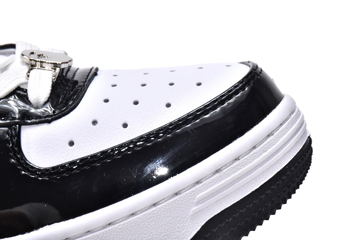 芭比猿猴低帮板鞋 白黑镜面 A Bathing Ape Bape Sta Low Black White