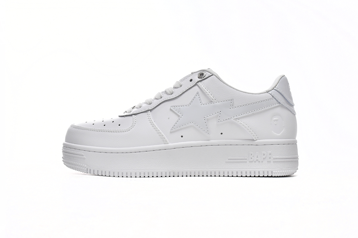 芭比猿猴低帮板鞋 全白 A Bathing Ape Bape Sta Low White