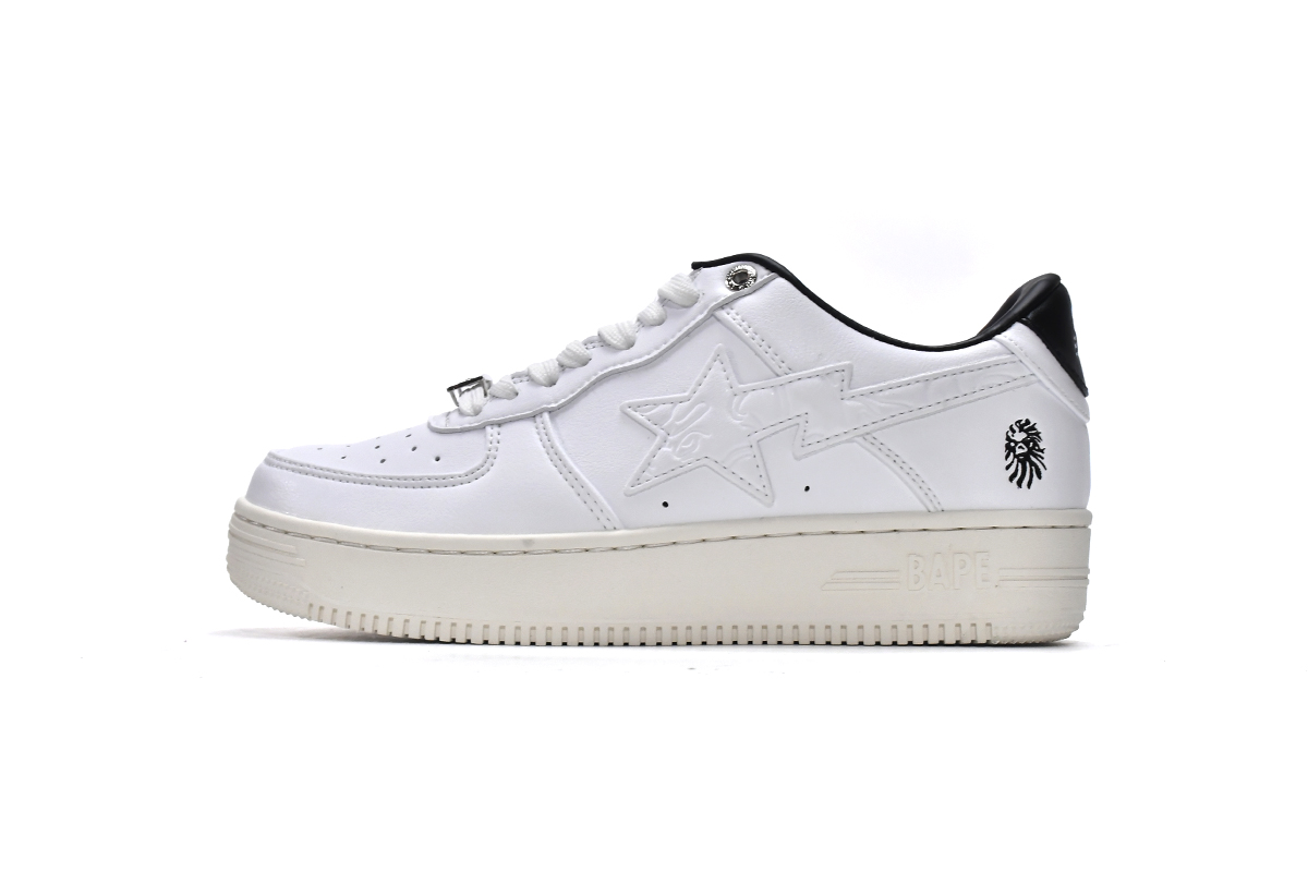 芭比猿猴低帮板鞋 白黑米色 A Bathing Ape Bape Sta Low White Black