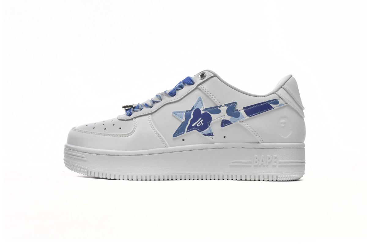 芭比猿猴低帮板鞋 白蓝迷彩 A Bathing Ape Bape Sta Low White Blue Camouflage