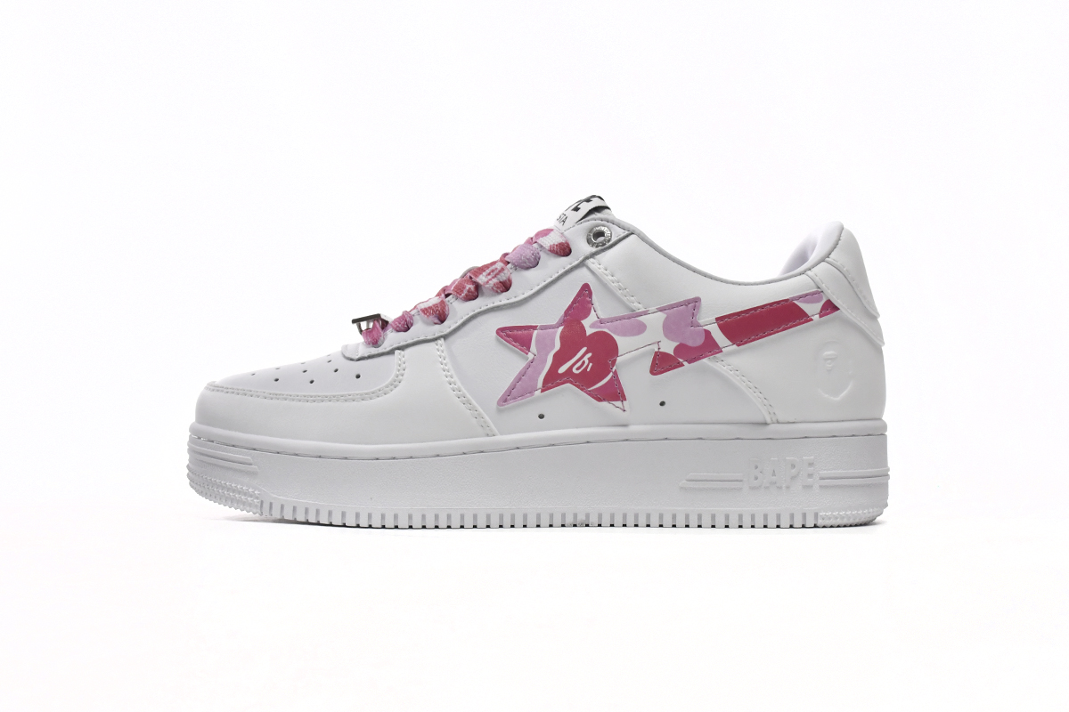 芭比猿猴低帮板鞋 白红迷彩 A Bathing Ape Bape Sta Low White Red Camouflage