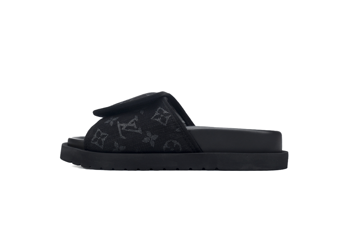 LV魔术拖鞋 黑色牛仔布 LV magic slippers Black denim fabric