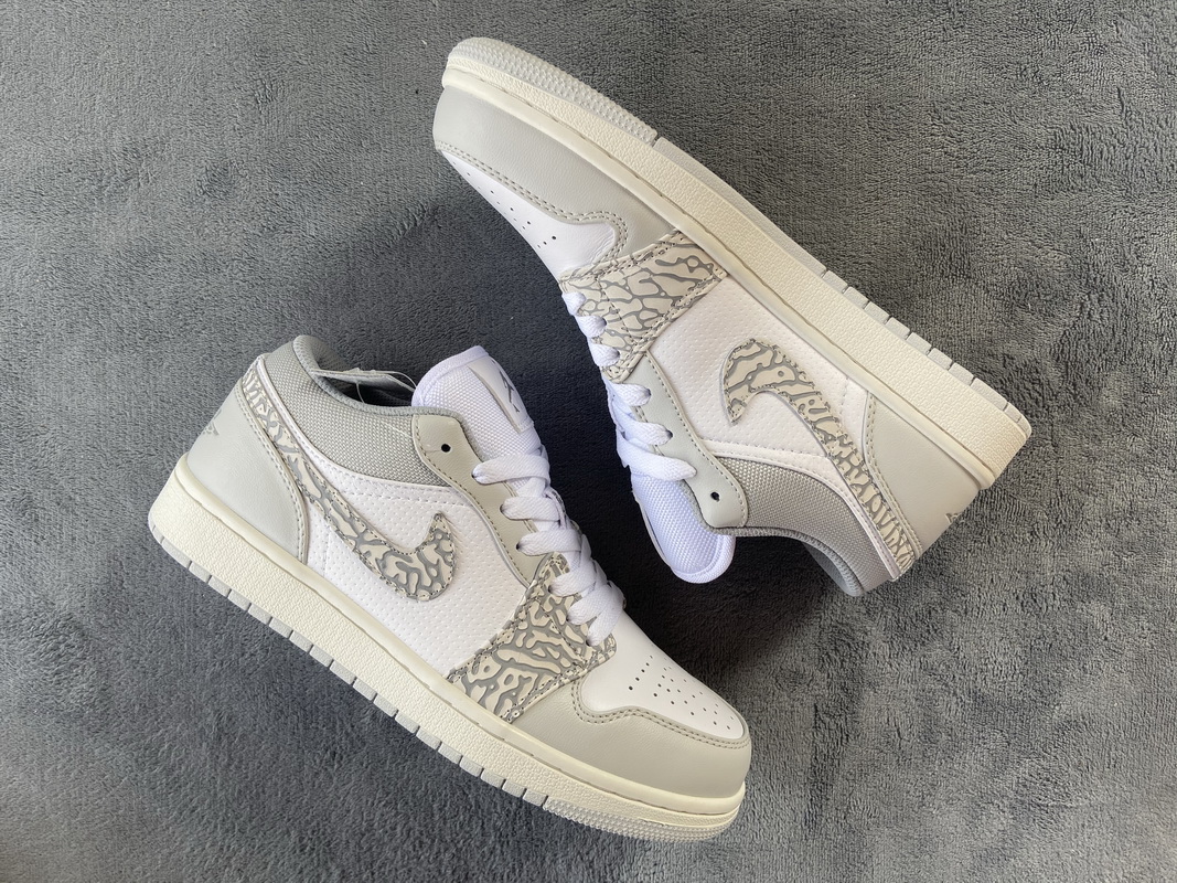 AQ乔丹1代低帮 白灰爆裂纹 Air Jordan 1 Low Elephant Print