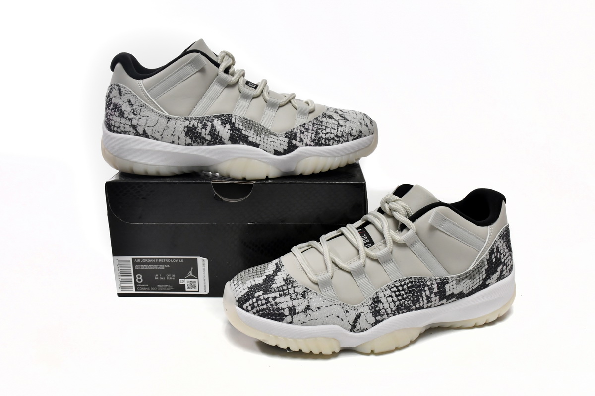 纯原级乔丹11代篮球鞋 低帮白蛇 Air Jordan 11 Retro Low Light Bone Snakeskin