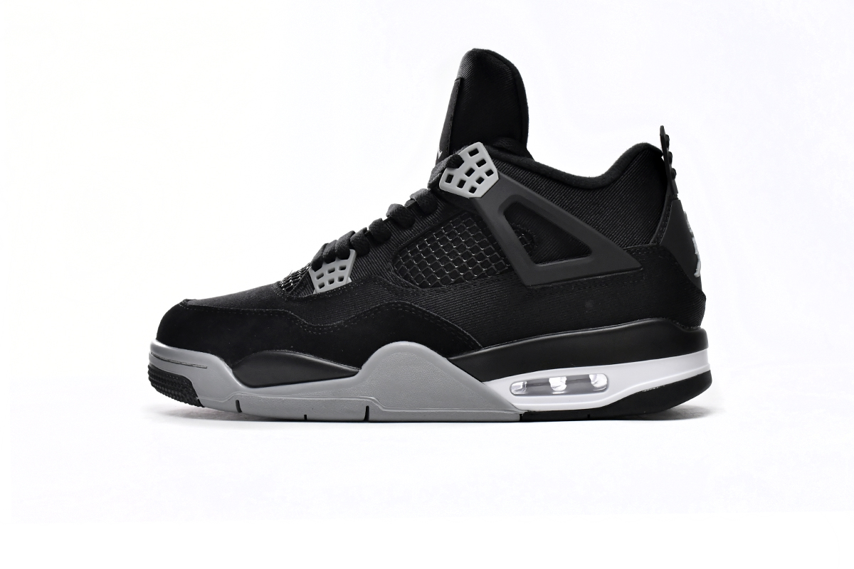 本地版乔丹4代篮球鞋 黑帆布 Air Jordan 4  Black Canvas