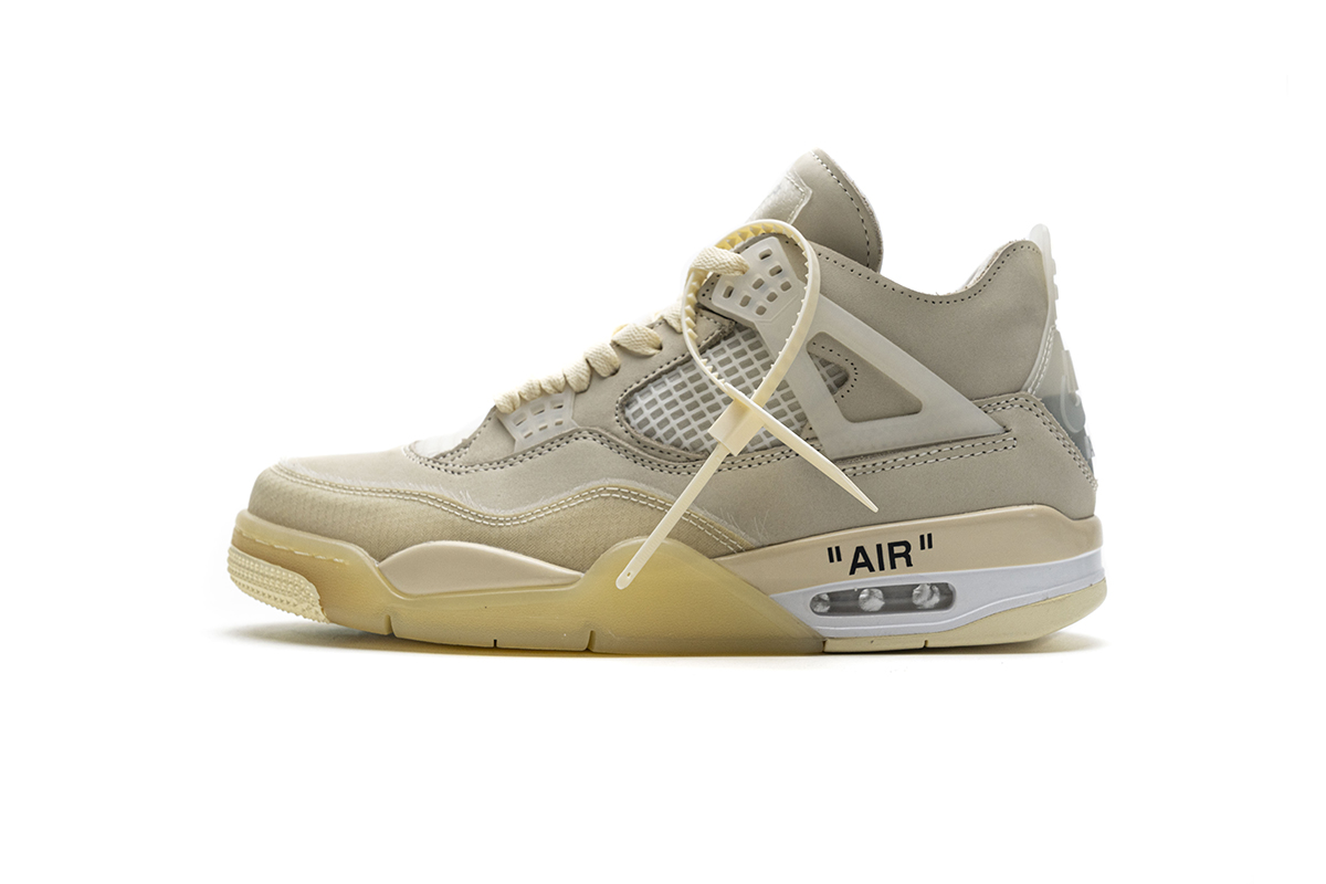 本地版乔丹4代篮球鞋 米黄OW Air Jordan 4 Sail