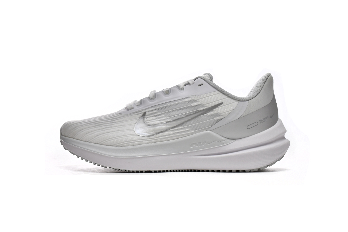 耐克W9低帮跑步鞋 灰色-3 Nike Air Winflo 9 White Metallic Silver