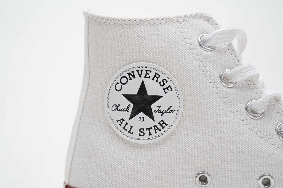 匡威高帮双围条蓝底帆布板鞋 白色 Converse Chuck 70 HI White Garnet Egret