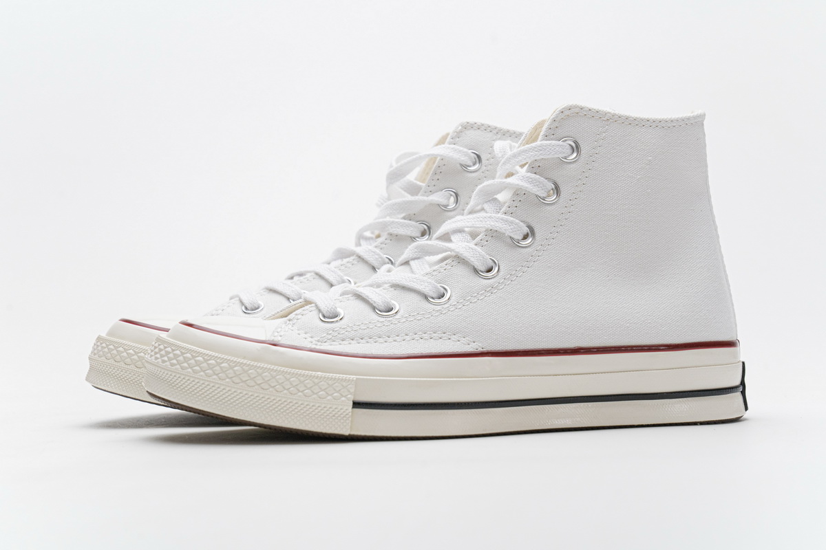 匡威高帮双围条蓝底帆布板鞋 白色 Converse Chuck 70 HI White Garnet Egret