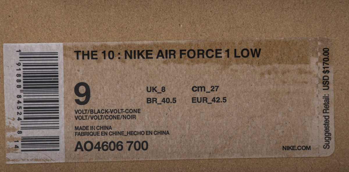 STOS空军 荧光绿 OFF WHITE X Nike Air Force 1 Low  Low Volt